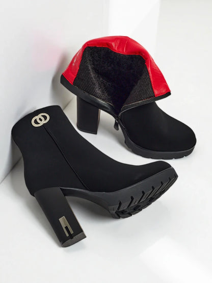 Botki damskie z matowej eko skóry na słupku Olivane